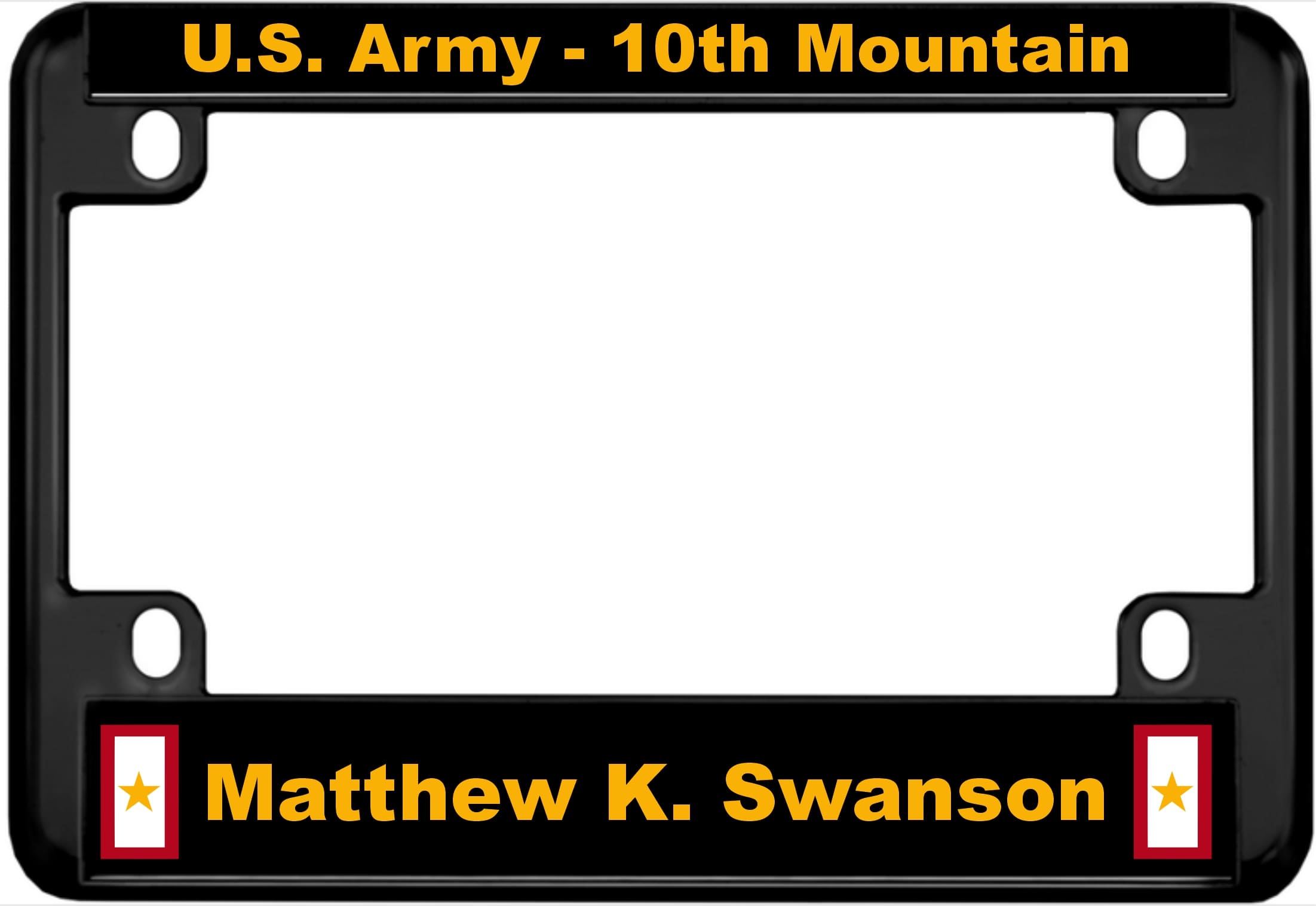 Matthew K. Swanson - Motorcycle Metal License Plate Frame - Black